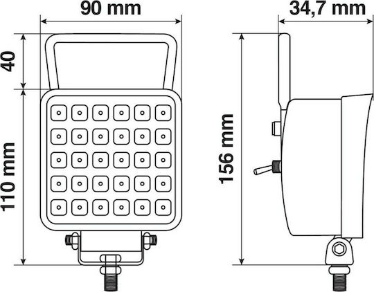 Lampa WL-28 Squareς Waterproof Headlights Car LED Universal 10 - 30V 16W 11cm 1pcs