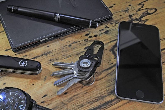 True Utility Keybiner Multitool Schlüsselanhänger Schwarz in Lederhülle