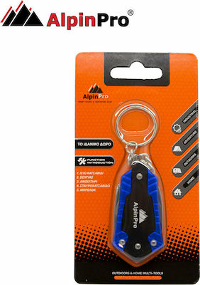 AlpinPro GK-010 Multitool Schlüsselanhänger Blau mit Klinge aus Rostfreier Stahl