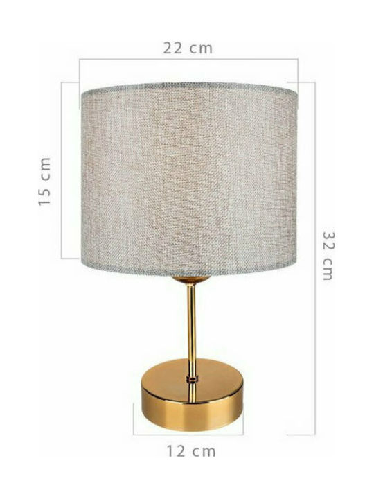 Pakketo PWL-0961 Metal Table Lamp for Socket E27 with Gray Shade and Gold Base