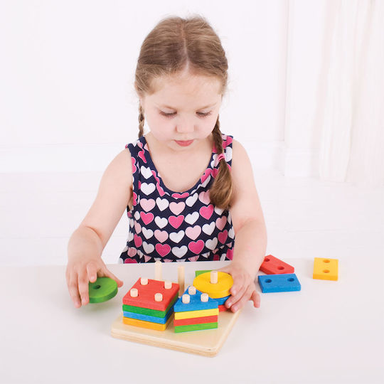 Big Jigs Παιχνίδι Ταξινόμησης Σχημάτων First Four Shape Sorter από Ξύλο για 12+ Μηνών