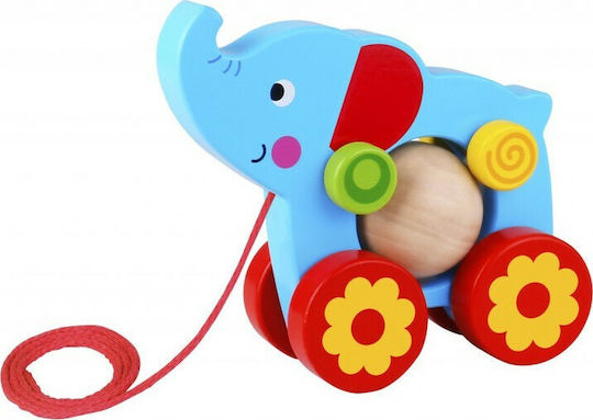 Tooky Toys Pull-Along Toy Sliding Elephant made of Wood for 12++ Months