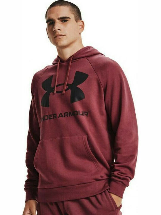 Under Armour Rival Herren Sweatshirt Jacke mit Kapuze und Taschen Burgundisch