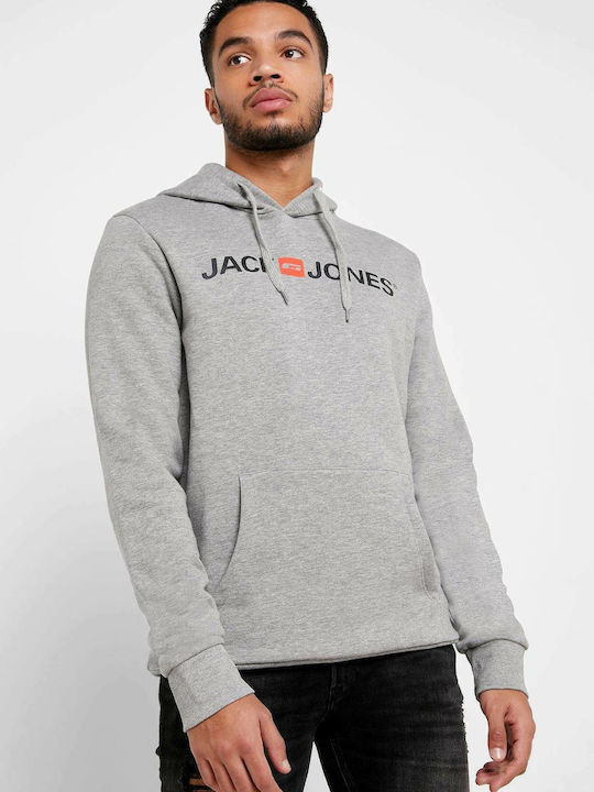 Jack & Jones Men's Sweatshirt with Hood and Pockets Gray