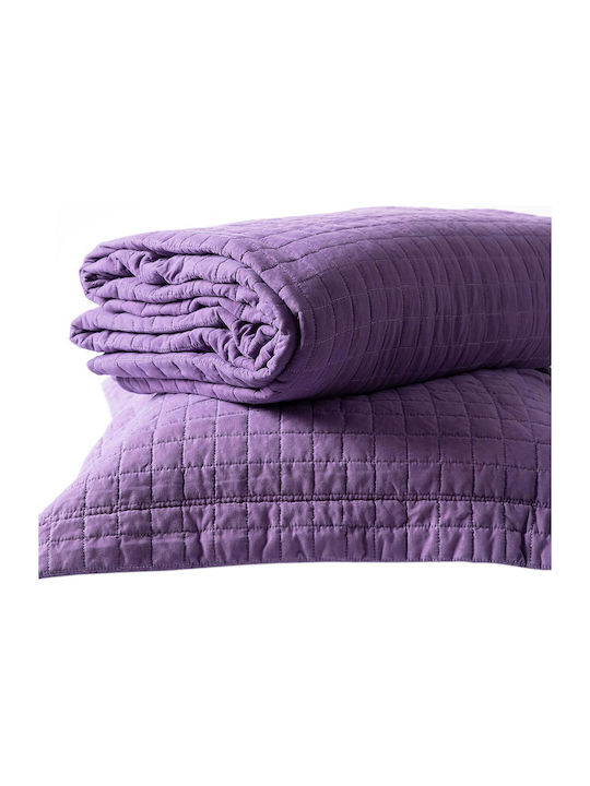 Silk Fashion Stonewashed Подредба Покривало Кингсайз Памук Лилаво 220x240см 3бр