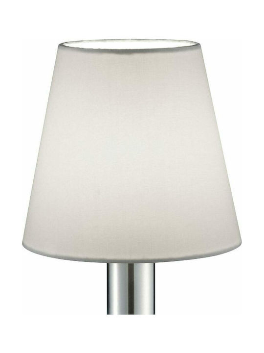 Trio Lighting Mats Metall Tischlampe für Fassung E14 mit Weiß Schirm und Silber Basis