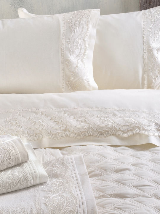 Rythmos Regata Bridal Towel Set 3pcs with Lace Ecru