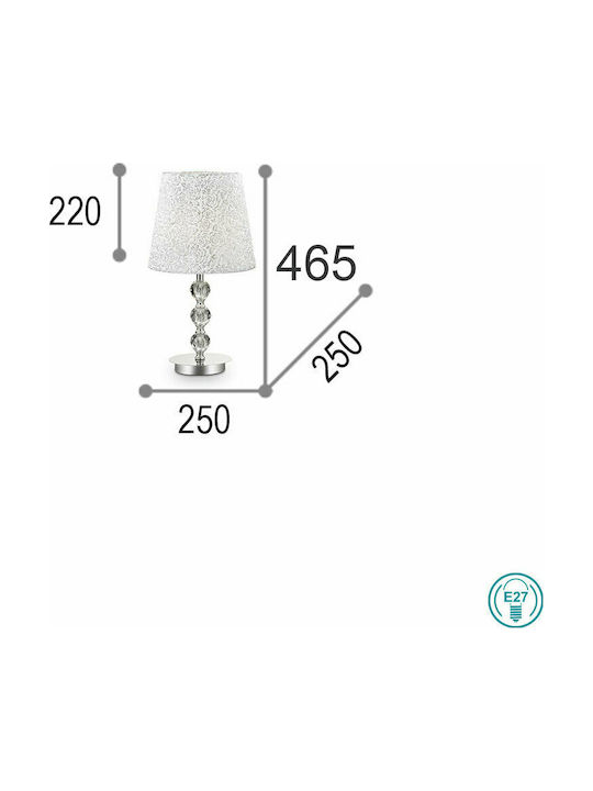 Ideal Lux Κρυστάλλινο Πορτατίφ για Ντουί E27 με Καπέλο και Ασημί Βάση