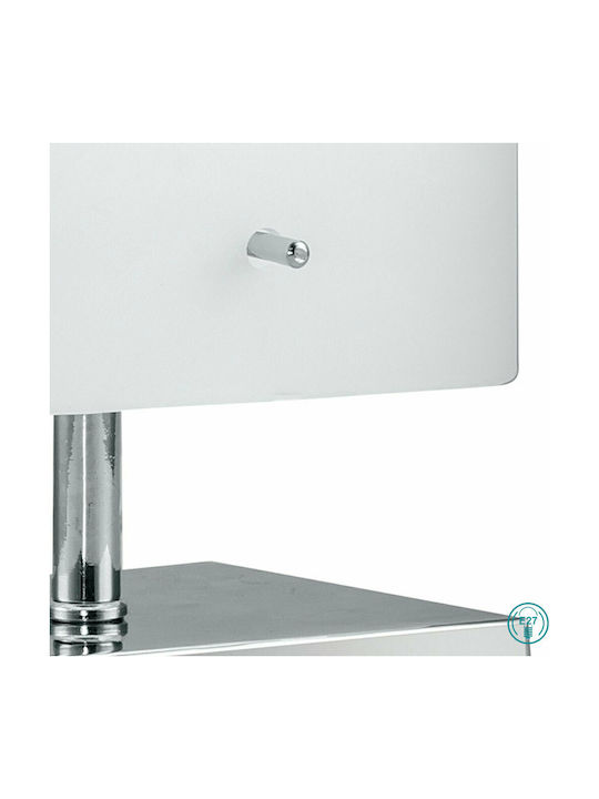 Fan Europe Square L Metal Table Lamp for Socket E27 with White Shade and Silver Base