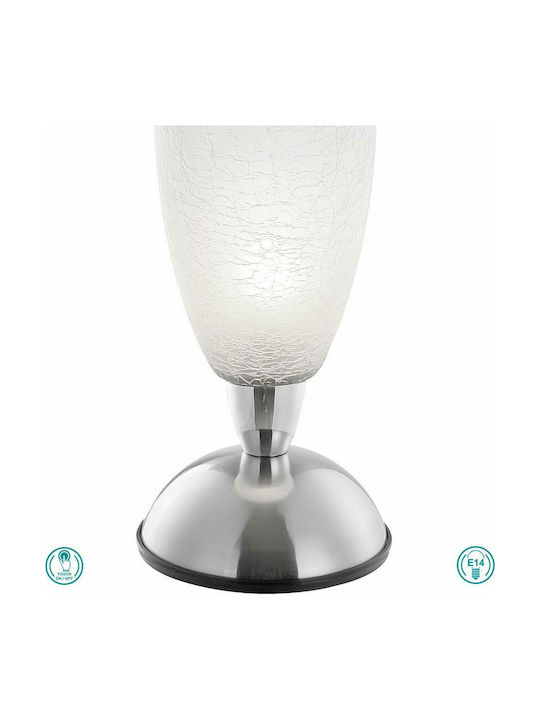 Globo Lighting Metal Table Lamp for Socket E14 with White Shade and Silver Base