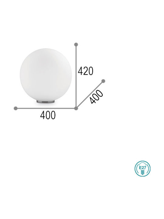 Ideal Lux Γυάλινο Πορτατίφ για Ντουί E27 με Λευκό Καπέλο και Ασημί Βάση