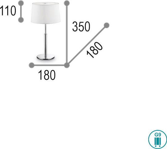 Ideal Lux Metal Table Lamp for Socket G9 with White Shade and Silver Base