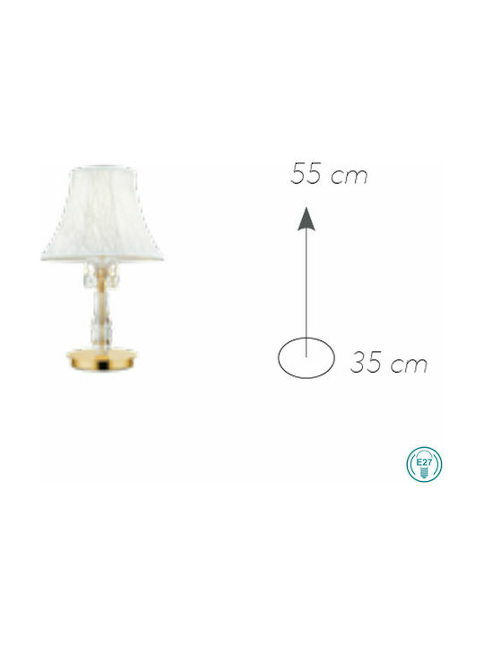 Fan Europe Monet Crystal Table Lamp for Socket E27 with White Shade and Gold Base