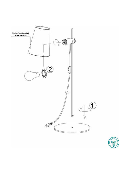 Faro Barcelona Guadalupe Metal Table Lamp for Socket E27 with Green Shade and Black Base