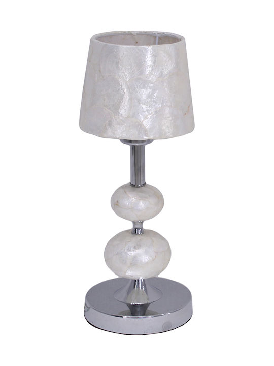 Sun Light Metal Vintage Table Lamp for Socket E27 with White Shade and Silver Base
