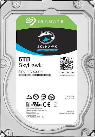 Seagate Skyhawk Surveillance 6TB HDD Σκληρός Δίσκος 3.5" SATA III 5900rpm με 256MB Cache για Καταγραφικό ST6000VX001