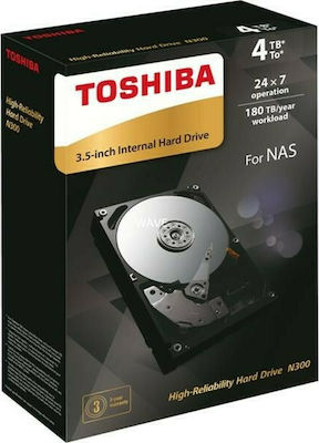 Toshiba N300 4TB HDD Σκληρός Δίσκος 3.5" SATA III 7200rpm με 128MB Cache για NAS