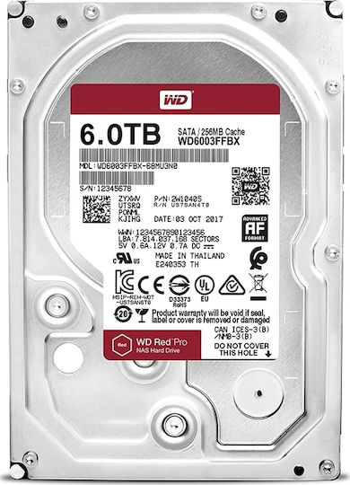 Western Digital Red Pro 6TB HDD Hard Drive 3.5" SATA III 7200rpm with 256MB Cache for NAS WD6003FFBX
