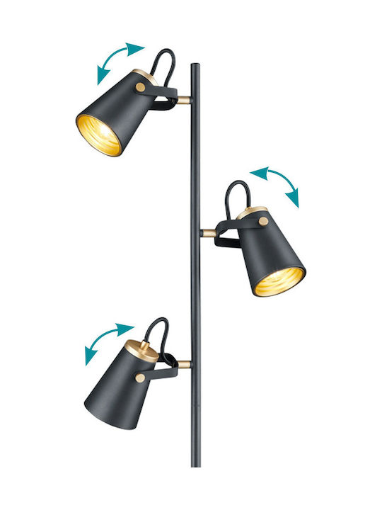 Trio Lighting Edward Floor Lamp H160xW23cm. with Socket for Bulb E14 Black