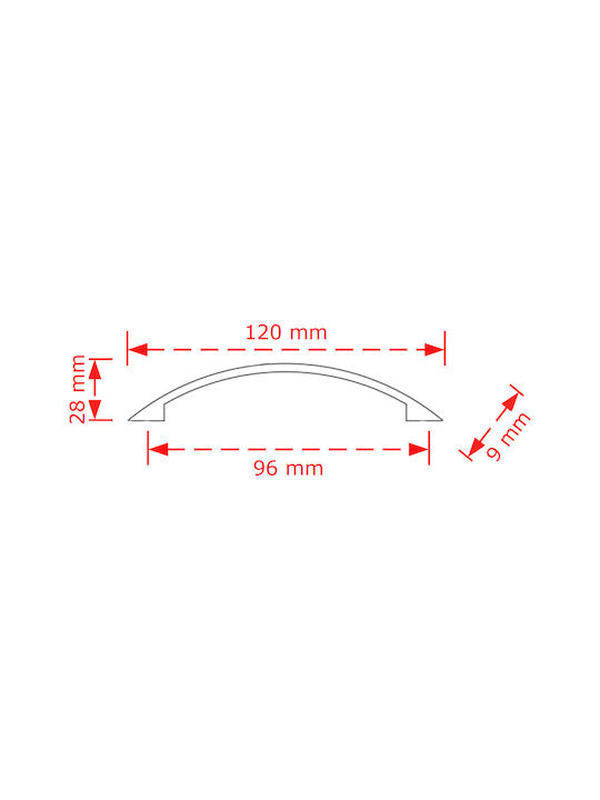 Viobrass 136 Λαβή Επίπλου από Μέταλλο Νίκελ Ματ 120mm (Απόσταση Κέντρων 96mm) 136/96
