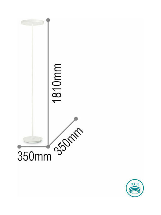 Ideal Lux Colonna Floor Lamp H181xW35cm. with Socket for Bulb GX53 White