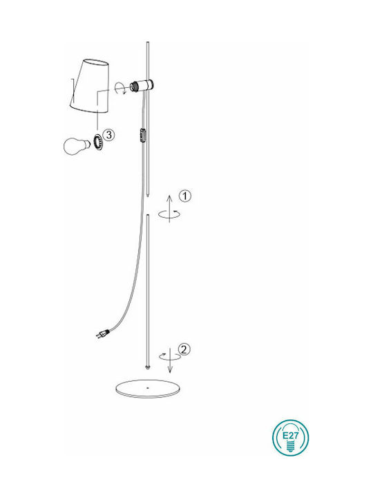 Faro Barcelona Guadalupe Floor Lamp H150xW15cm. with Socket for Bulb E27 Black