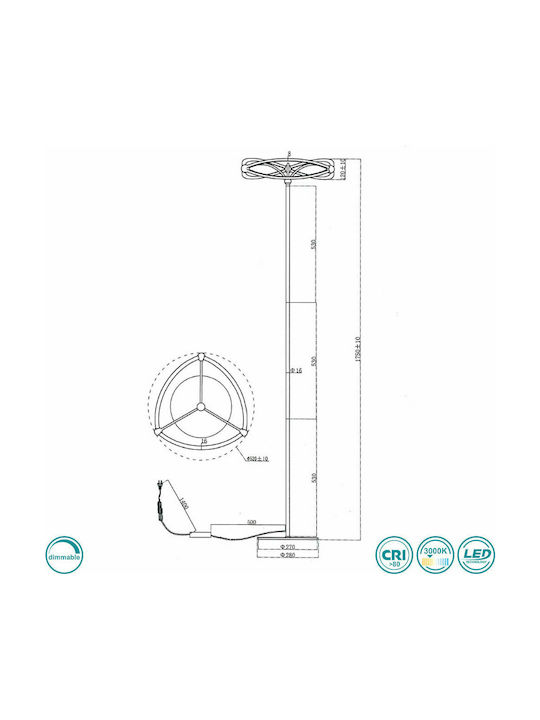 Trio Lighting Charivari Lampa de podea LED Î175xL52cm. cu Lumină Alb Cald 3700lm Bronz