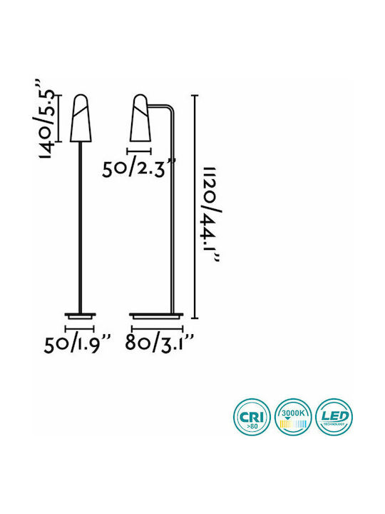 Faro Barcelona Lao LED Floor Lamp H122xW10cm. with Warm White Light 400lm Black
