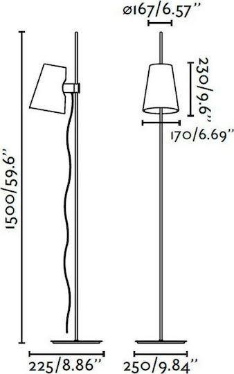 Faro Barcelona Lupe Lampadar De Podea H150xL25cm Cu Bază De Bec E27 Crom Lucios