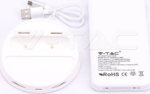 V-TAC VT-3509 Power Bank 8000mAh cu 2 Porturi USB-A Alb