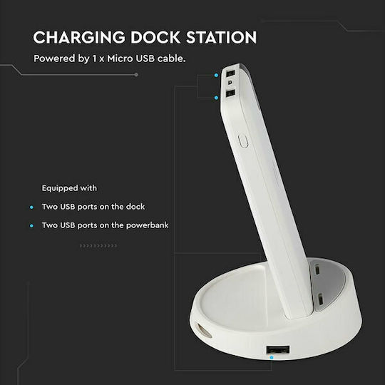 V-TAC VT-3509 Power Bank 8000mAh cu 2 Porturi USB-A Alb