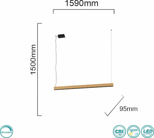 Eglo Termini 1 LED Kommerzielle lineare Beleuchtung Leuchte Decke Warmes Weiß IP20 mit einstellbarer Helligkeit 159cm