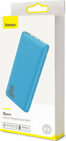 Baseus Bipow Power Bank 10000mAh 18W cu 3 Porturi USB-A și Port USB-C Încărcare rapidă 3.0 Albastru