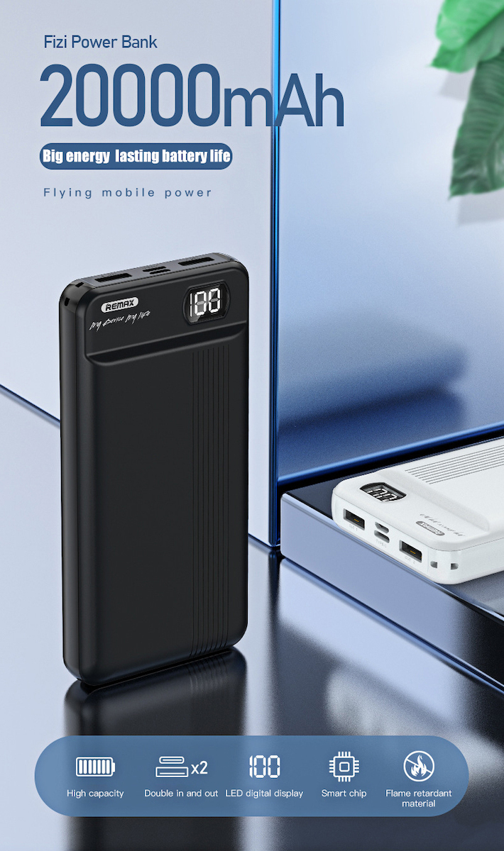 Remax RPP-106 Power Bank 20000mAh με 2 Θύρες USB-A Μαύρο | Skroutz.gr