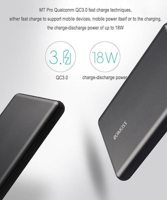 Romoss MT Pro Power Bank 10000mAh 18W με Θύρα USB-A και Θύρα USB-C Quick Charge 3.0 Γκρι