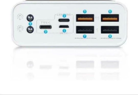 WK Hunergy WP-175 Power Bank 30000mAh με 4 Θύρες USB-A Λευκό