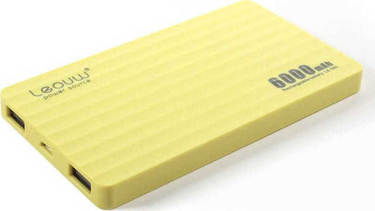 Leouw LE-360 Power Bank 6000mAh с 2 USB-A порта Жълт