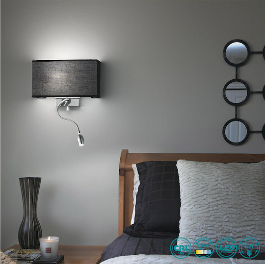 Ideal Lux Led Hotel AP2 Μοντέρνο Φωτιστικό Τοίχου με Ντουί E27 και Διακόπτη Λευκό 32x22.5x11εκ.