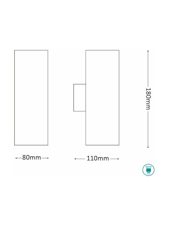 Ideal Lux Hot Modern Leuchte Wand mit Fassung GU10 Kupfer 8x11x8cm