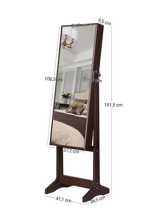 Songmics Oglindă De Podea Cu Cadru Din Lemn Maro 151.5x41.1cm