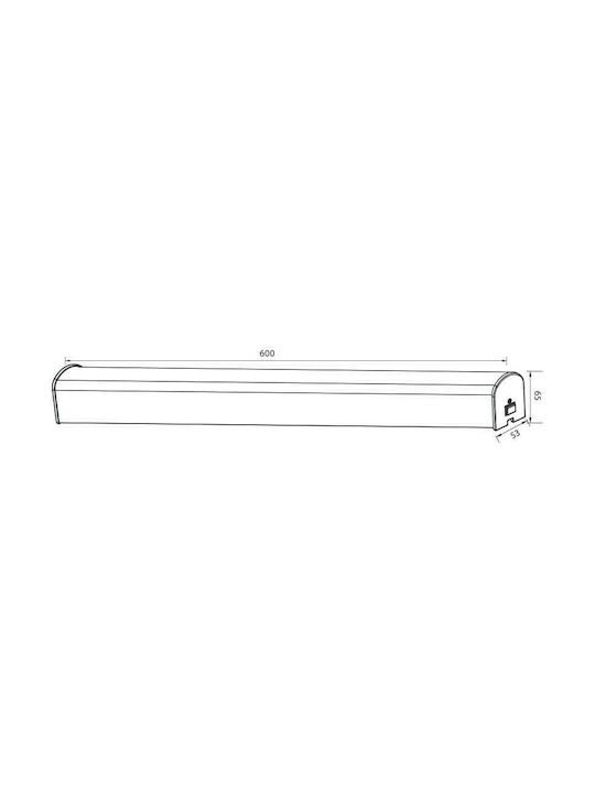 Vivalux Vista Led Modern Lamp Bathroom with Integrated LED and Natural White Light Silver 60x6.5x5.3cm