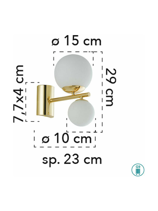 Fan Europe Hera Modern Lamp Wall with Socket G9 Gold 10x15cm