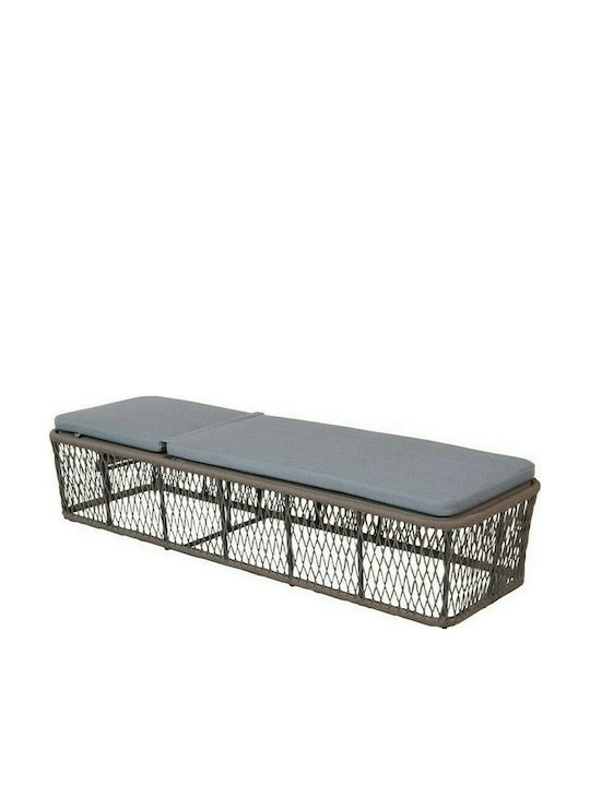Șezlong Aluminiu Rope cu Pernă Bej 210x70x40cm Șezlong Aluminiu Rope cu Pernă Bej 210x70x40cm