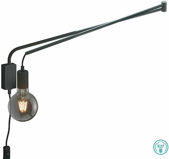 Trio Lighting Line Vintage Lamp Wall Socket with Socket E27 and Switch Black 150x5cm