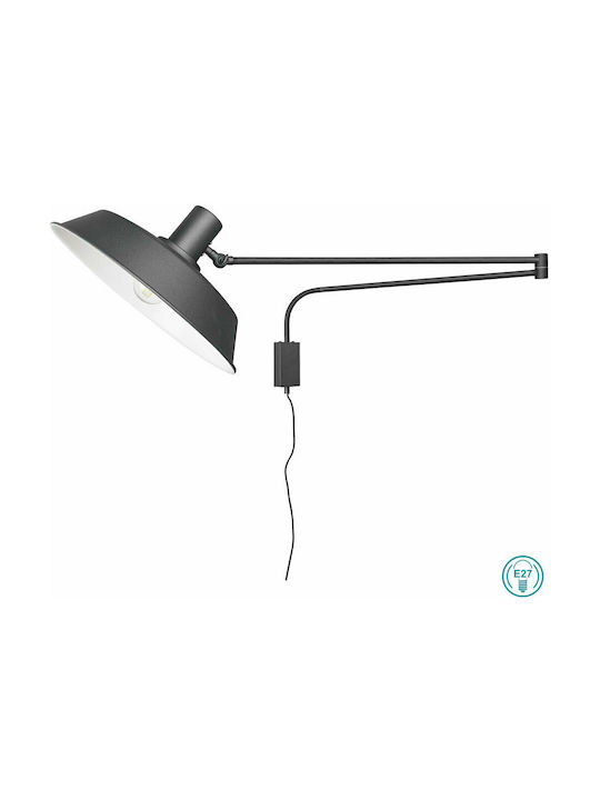 Trio Lighting Bolder Винтидж Осветително тяло За стена С щепсел с фасунга E27 и ключ Черен 35.5x29см.