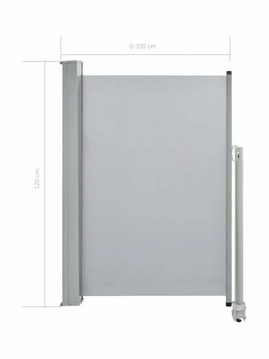 vidaXL Garden Sideway Sunshade Roller Gray 1.2x3cm