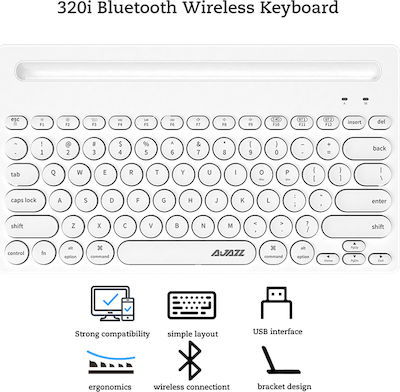 Ajazz 320i Ασύρματο Bluetooth Πληκτρολόγιο για Tablet Αγγλικό US Λευκό