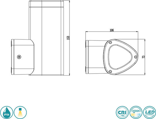Sun Light Wall-Mounted Outdoor Lantern LED IP54 3W with Warm White Light 10.6x15.7εκ.