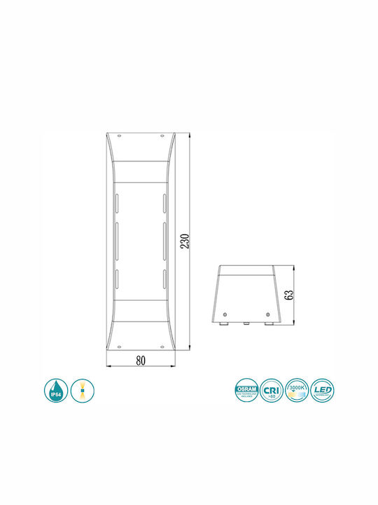 Sun Light Επιτοίχια Εξωτερική Πλαφονιέρα LED IP54 6W Διπλής Δέσμης 23x8εκ.