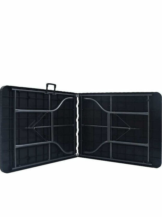 Outdoor Dinner Foldable Table with Plastic Surface and Metal Frame Black 180x75x72cm